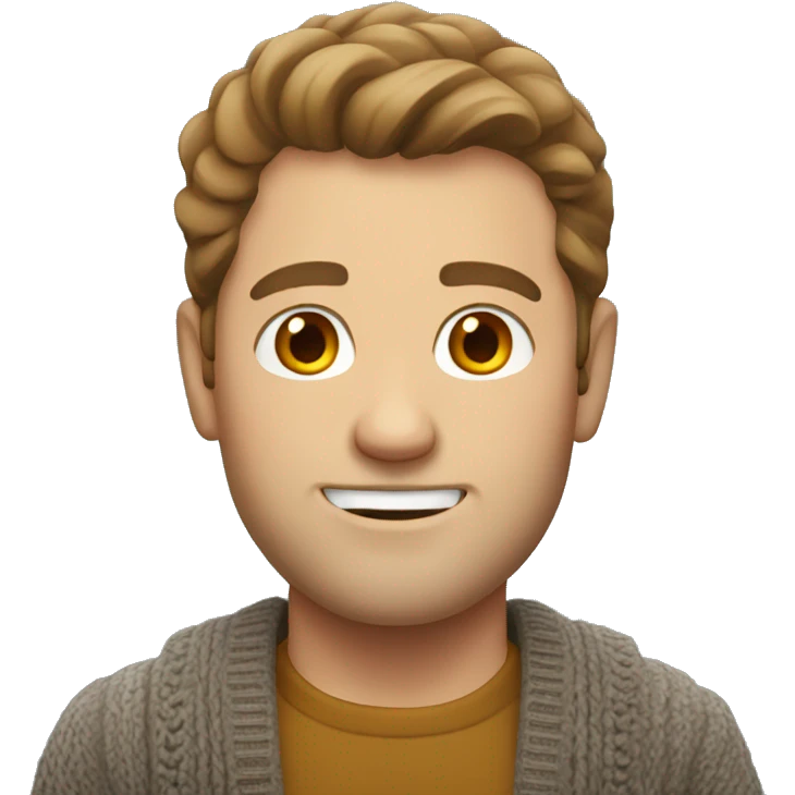 White man, brown hair, cardigan  emoji