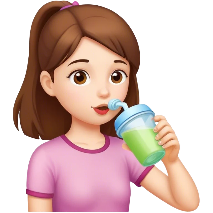 Girl drinking from sippycup emoji