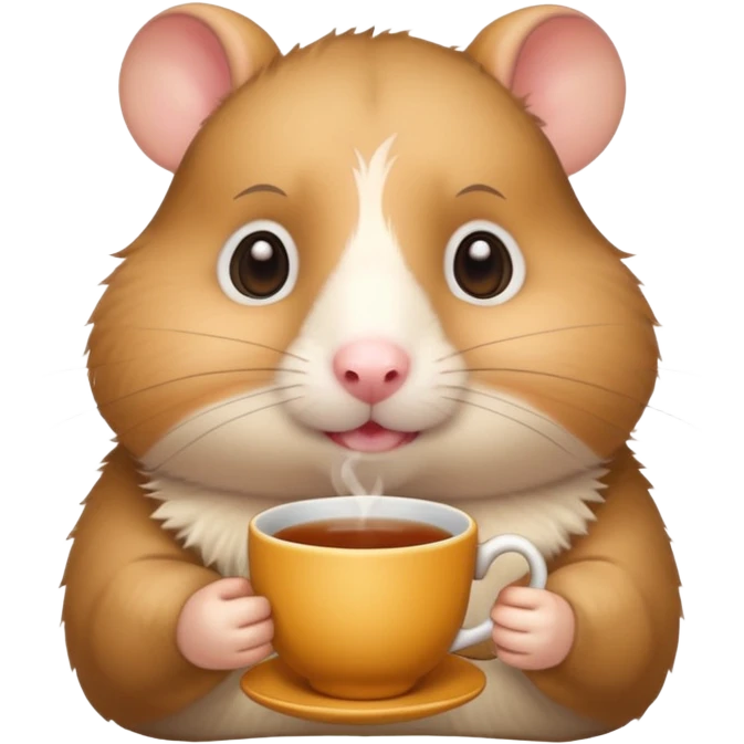Funny hamster with a cup of tea emoji