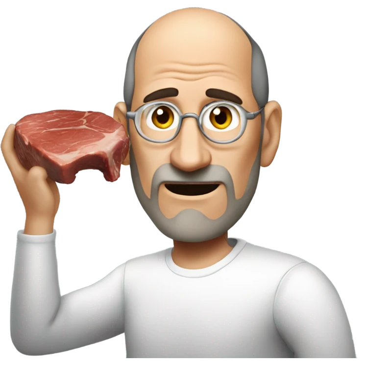 Steve Jobs eating a steak like a caveman emoji