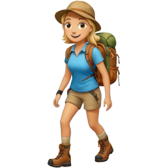 woman hiking in the woods in the sunshine emoji