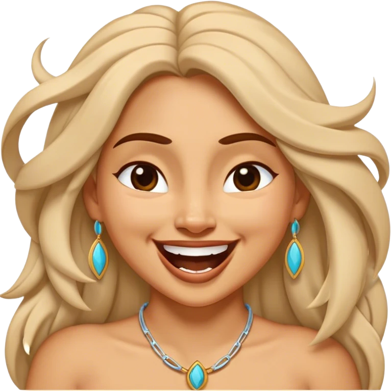 Cinematic Adorable Pocahontas Portrait Emoji, Laughing softly as Meeko tugs at her necklace, hair tousled in the wind, eyes full of warmth, a carefree spirit shining through, capturing the essence of beauty and playfulness! emoji