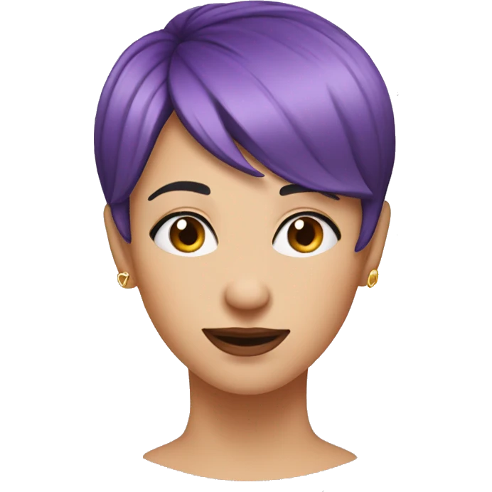 nose ring, purple short hair, woman, middle-aged,  emoji