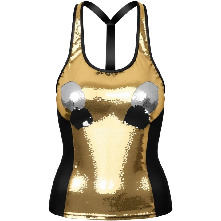 halter neck tank top with gold and silver sequins emoji