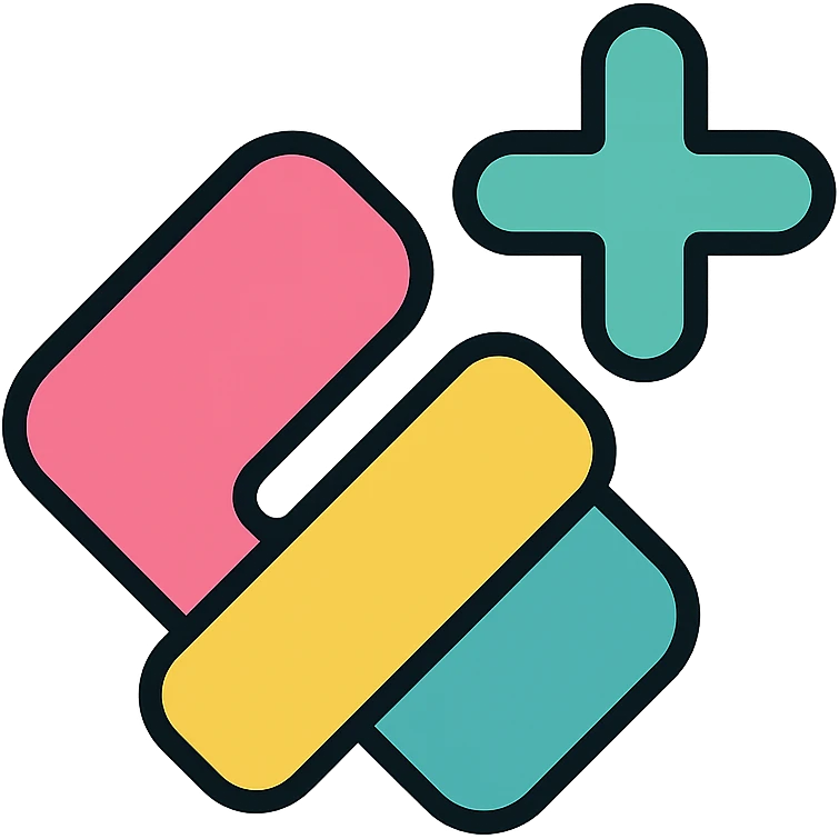 minimalist, abstract logo for Unhinge, features bold, off-kilter geometric forms that suggest connection and movement, tech-forward, playful, and expressive, with a color palette between neon and pastel, no hearts or handshakes, app icon and favicon ready emoji