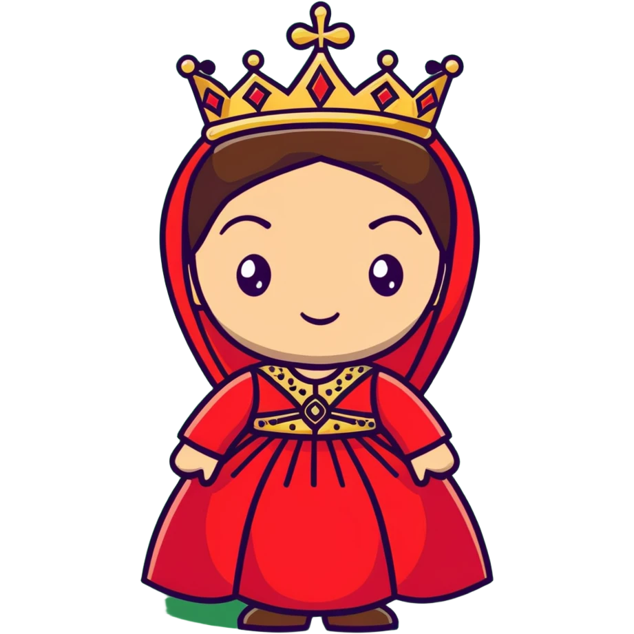 Ottoman queen with red dress and crown, imperial Turkish royal attire emoji