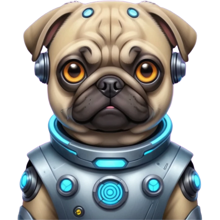 A pug in cyberpunk space emoji