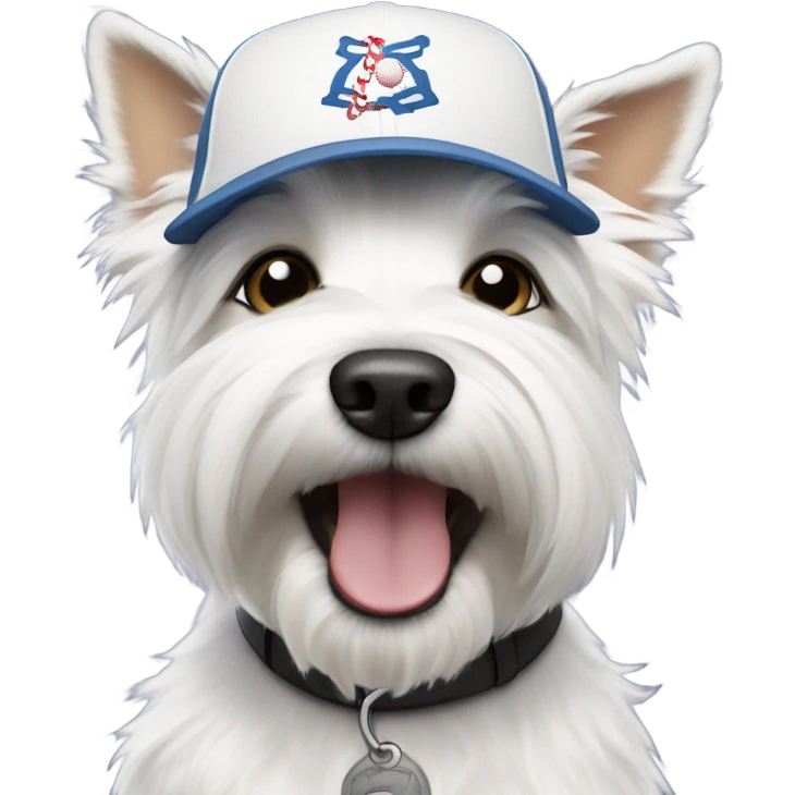 Westie wearing a baseball cap in New York emoji