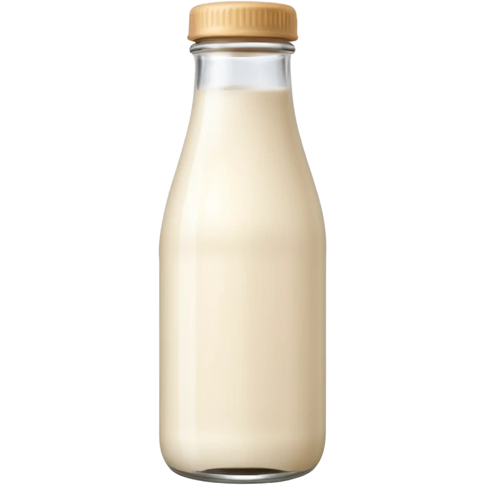 Cute glass milk white bottle, beige cap emoji