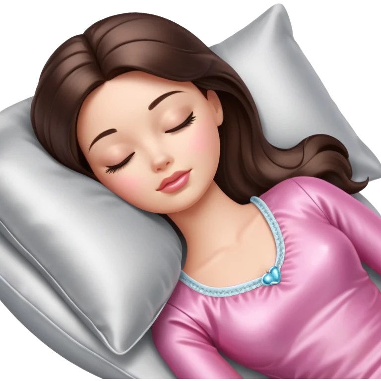 sleeping Barbie girl brunette with a silver silk pillow emoji