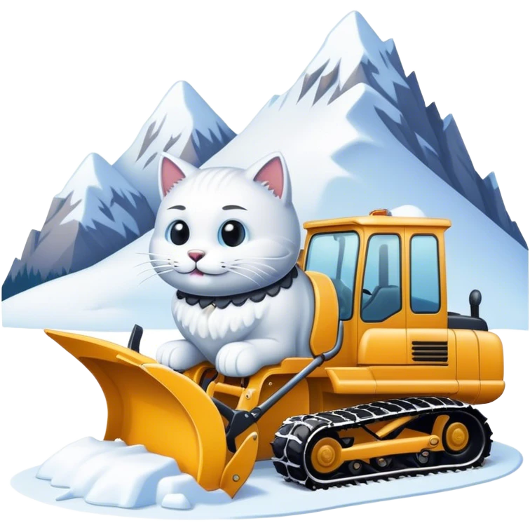 Mountain grooming snowcat with a plow emoji