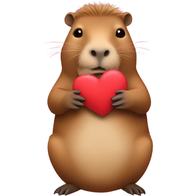 Capybara holding a heart emoji