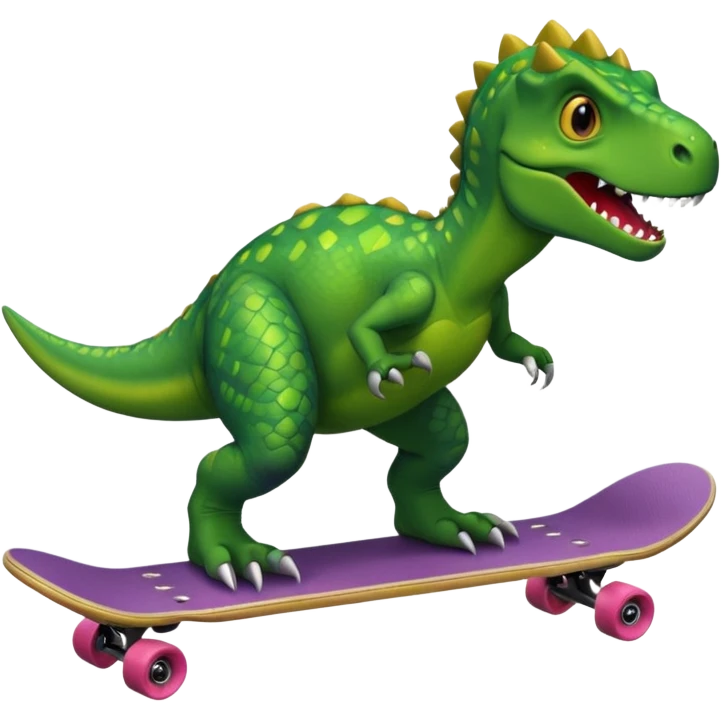 Dinosaur on a skateboard emoji