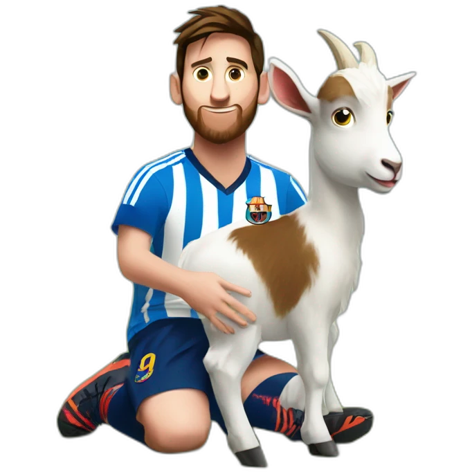 Messi assis sur un goat emoji