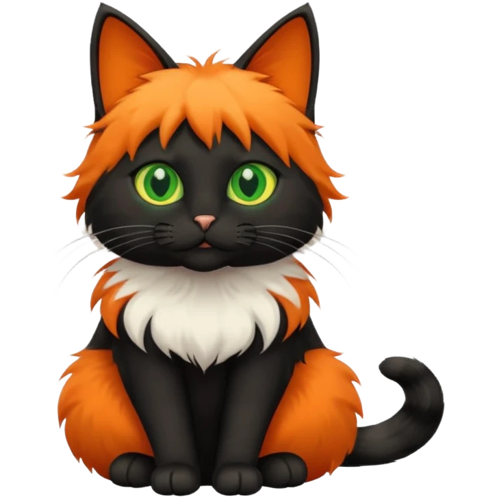 Gato preto com laranja e branco  emoji