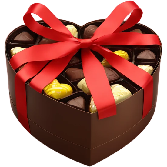 Real photo of heart shaped chocolate gift box with red ribbon  emoji