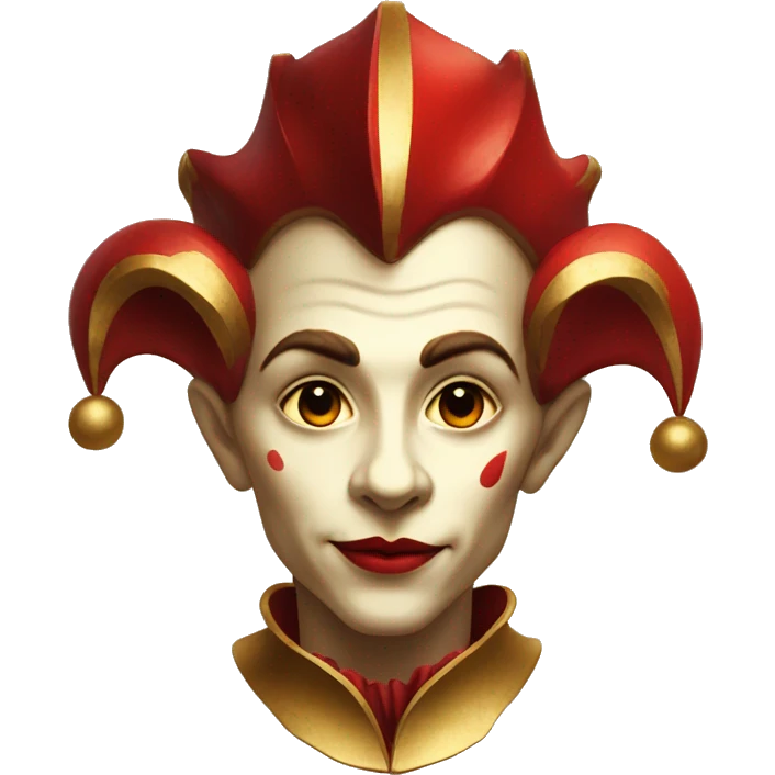 Vintage Jester high cheekbones, red, gilded  emoji