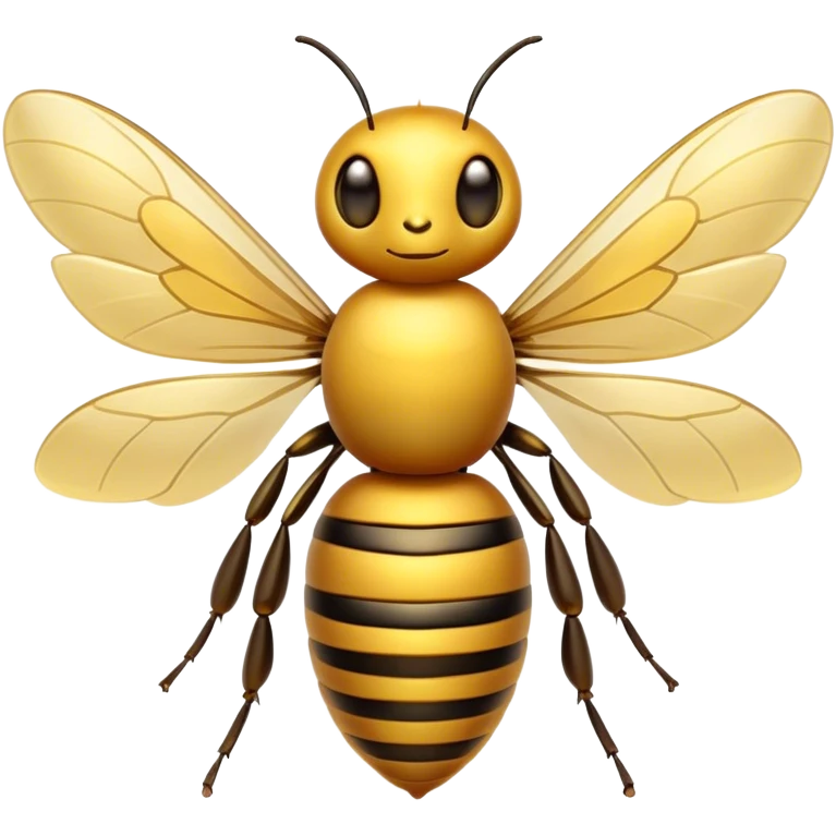 Cinematic Noble Bee Portrait Emoji, Poised and industrious, with a compact, fuzzy body in golden-yellow hues, delicate translucent wings, and a focused, determined expression with sparkling eyes, Simplified yet sharp and sophisticated features, highly detailed, glowing with a soft, sunny radiance, high shine, intelligent and diligent, stylized with an air of natural elegance, focused and alert, soft glowing outline, capturing the essence of a watchful bee that appears ready to buzz out of the screen with effortless authority! emoji