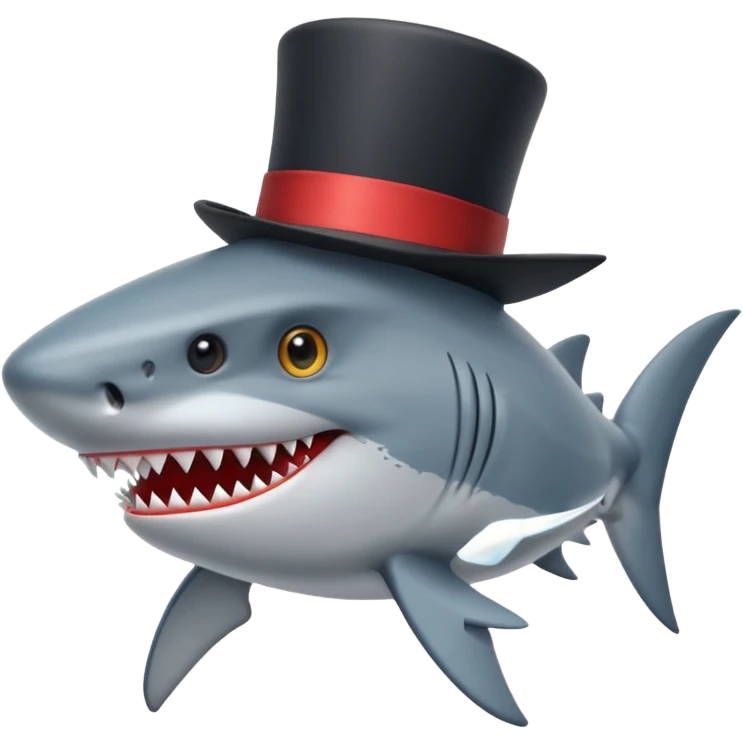 Shark with a top hat emoji