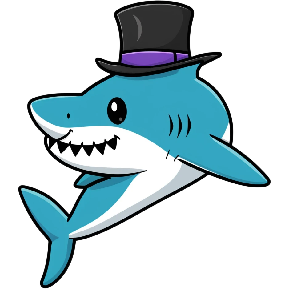 Shark with a top hat emoji