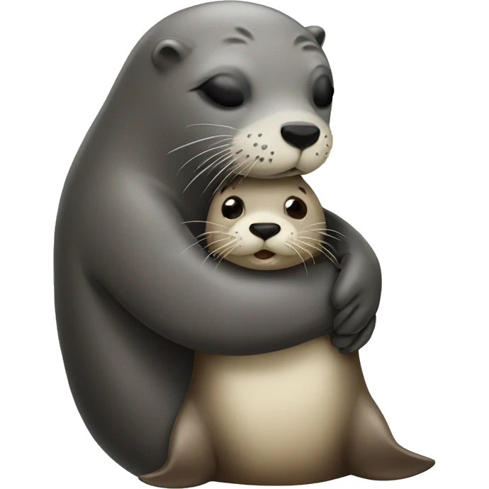 Seal hugging otter emoji