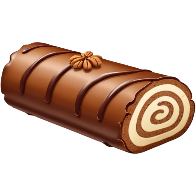 Chocolate-Nougat-Marzipan Log roll with walnuts emoji