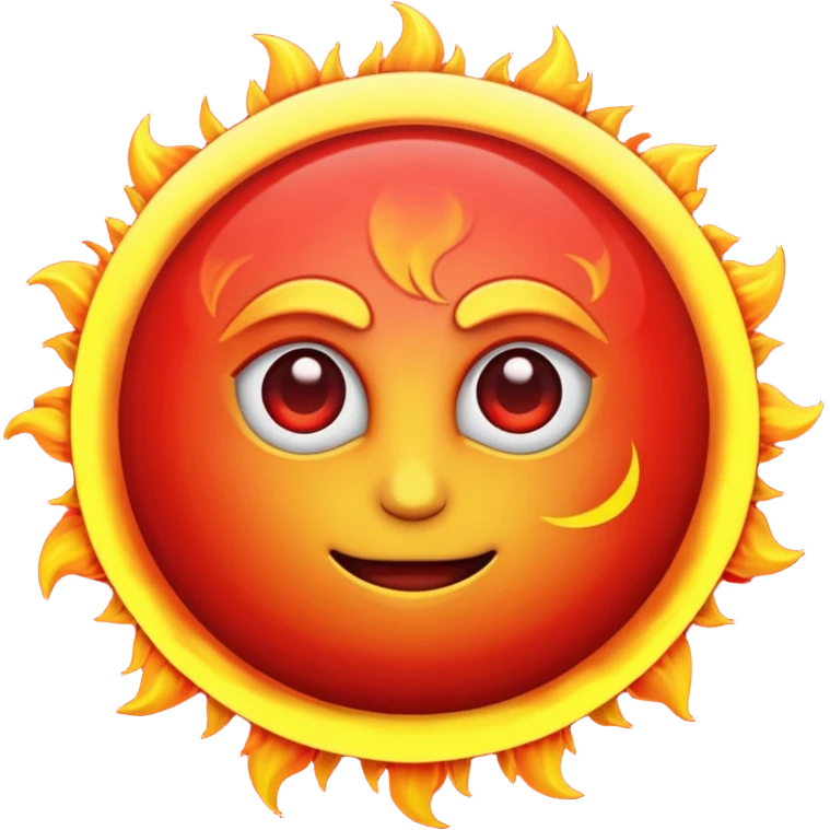 red sun emoji, cartoon style emoji