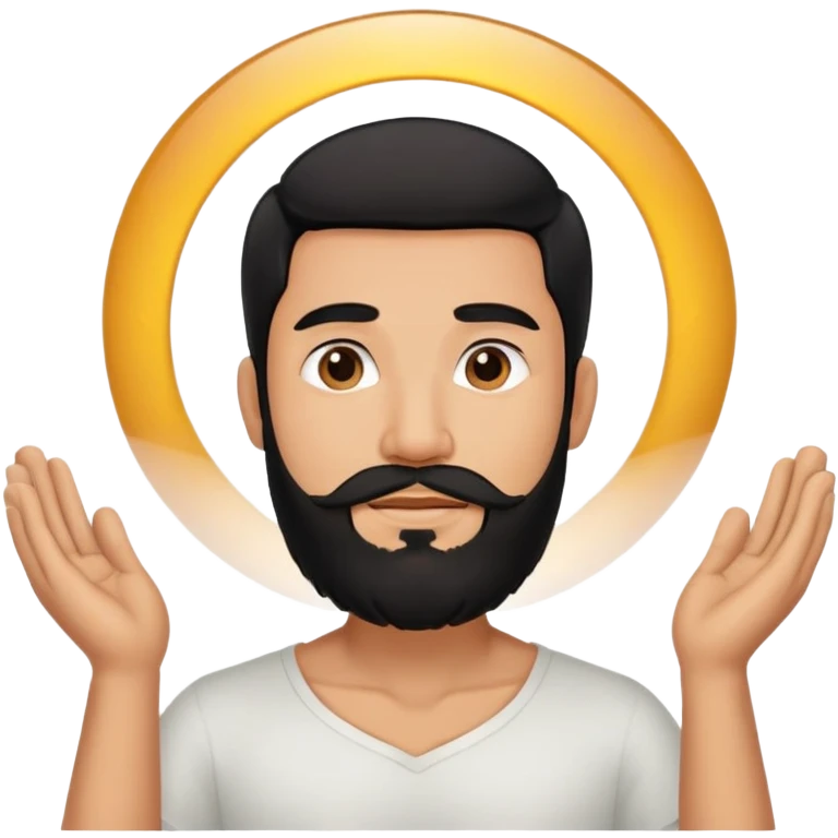 Man black hair Latino beard worshipping  emoji