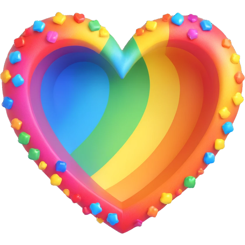 Transform the rainbow heart with sparkles into a vibrant 3D style, preserving the bright colors and sparkles, with no background. emoji