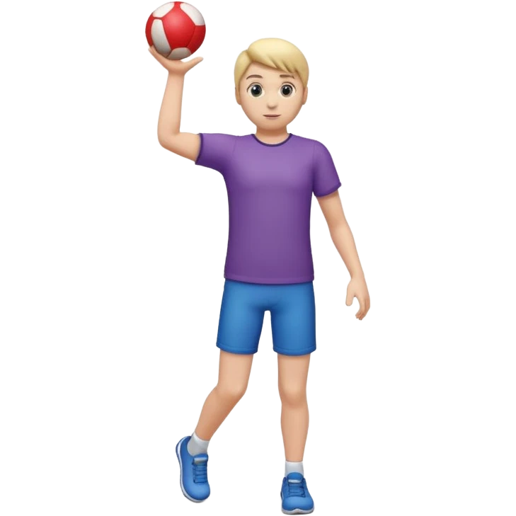 3D emoji style person throwing Ball, arm extended, centered, Full body, soft shadow, white background. emoji