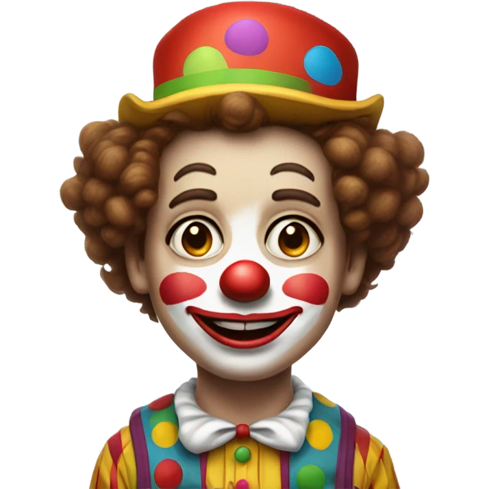 brown haired boy portrait dressed as clown emoji