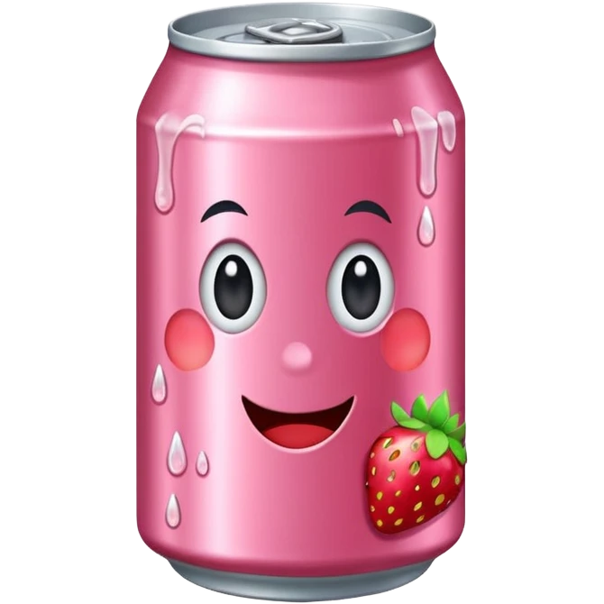 strawberry soda can with cute stickers emoji