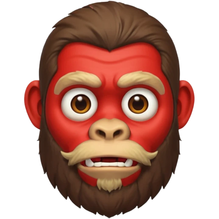 ancient ape, beard, red shirt emoji