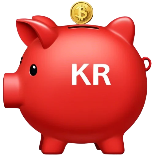 red piggybank with 'KR' on the coin emoji