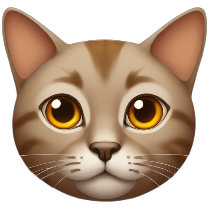 Brown plump cat with orange eyes emoji