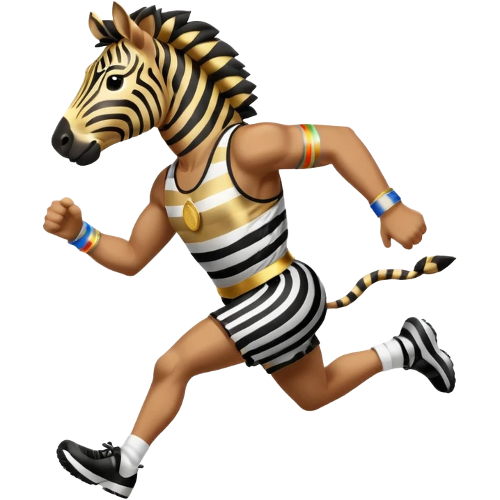 a zebra picking running a marathon with gold medal emoji