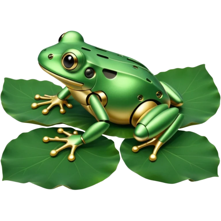 robot frog on lotus leaf emoji