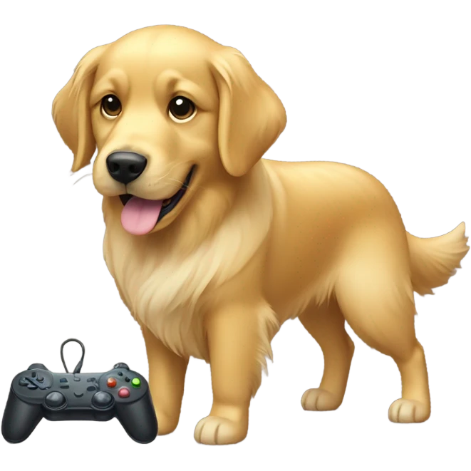 Golden retriever with a game controller  emoji