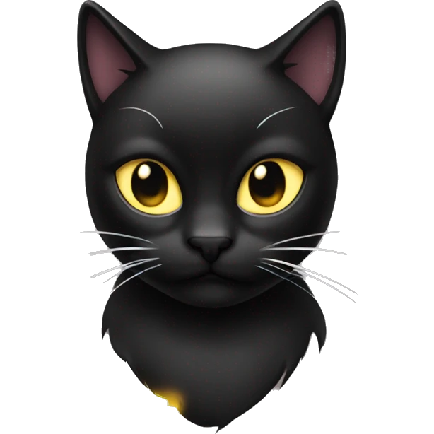 Shoutout emoji of a cat with a long black haircut, fancy cat, glow around it, emoji buzzkill emoji