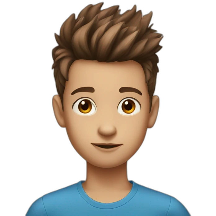 9 year old boy with brown Fauxhawk hair blue eyes emoji
