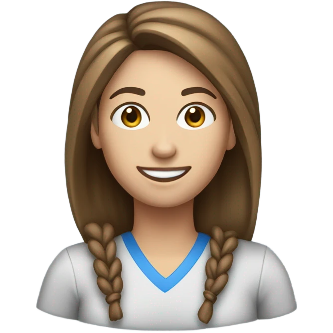 Create a female PE teacher emoji. She must have  brown hair tied up and blue eyes. She had a whistle around her neck and she is smiling  emoji