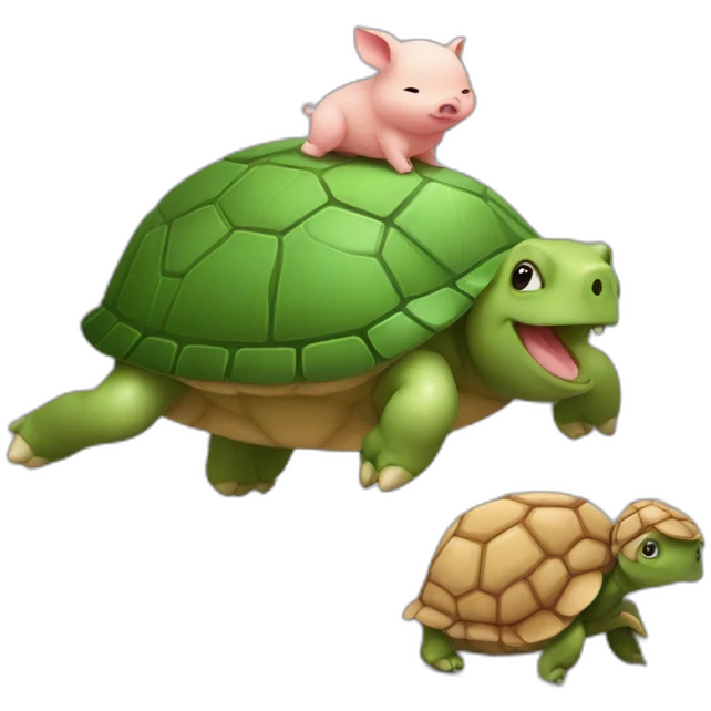 Un cochon sur une tortue qui danse emoji