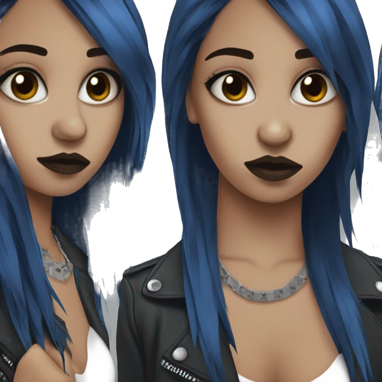 punk rock emo girl brown skin dark blue hair  emoji