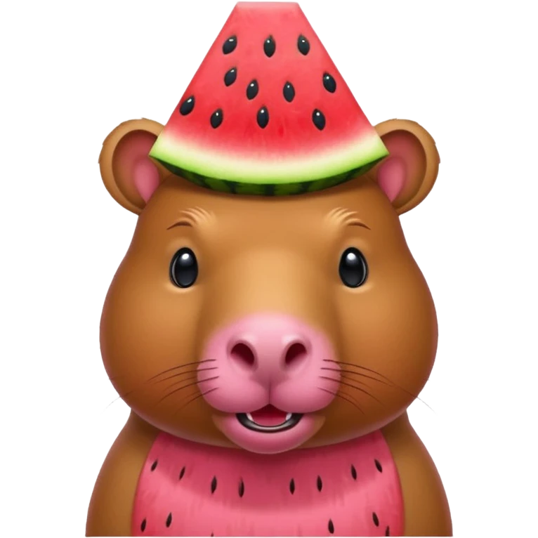 Pink capybara with watermelon on head emoji