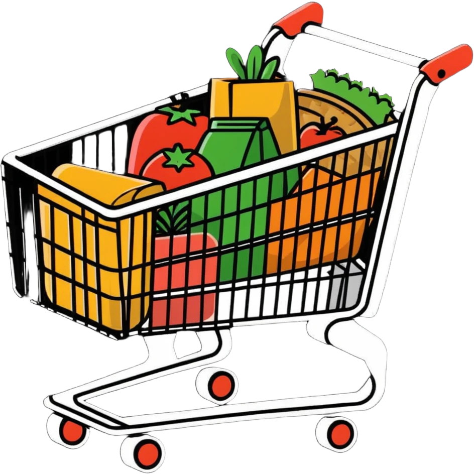 shopping cart with food and groceries emoji
