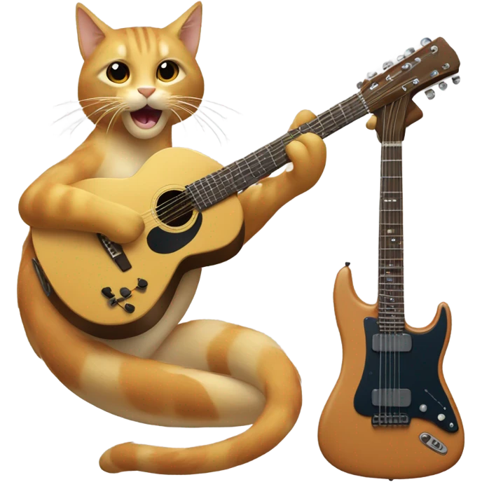 Animal fantástico mitad gato mitad dragón tocando la guitarra emoji