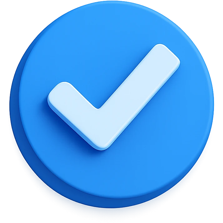 Convert the blue tick icon into a modern 3D style verification badge, keeping the color blue and a transparent background. The design should be sleek and suitable for a verification badge with a modern look. emoji