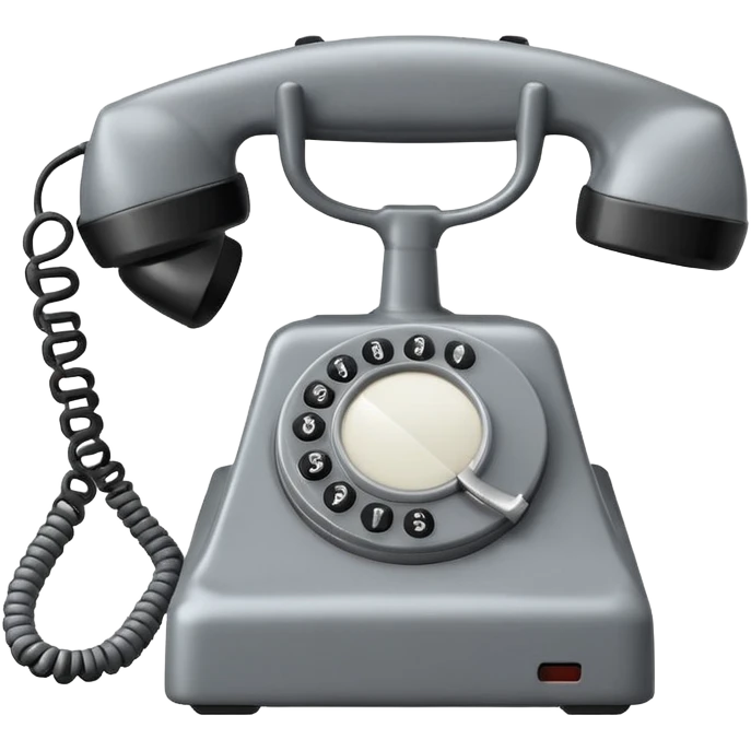 Minimalist emoji-style sticker of an old phone receiver with no signal waves, cracked and floating. Desaturated tones.
 emoji