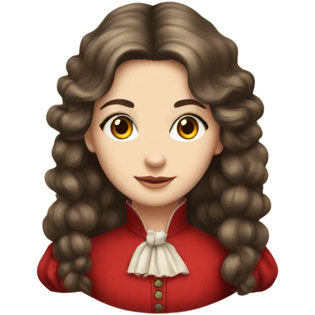 Young lady on victorian era with long hair and red dress emoji