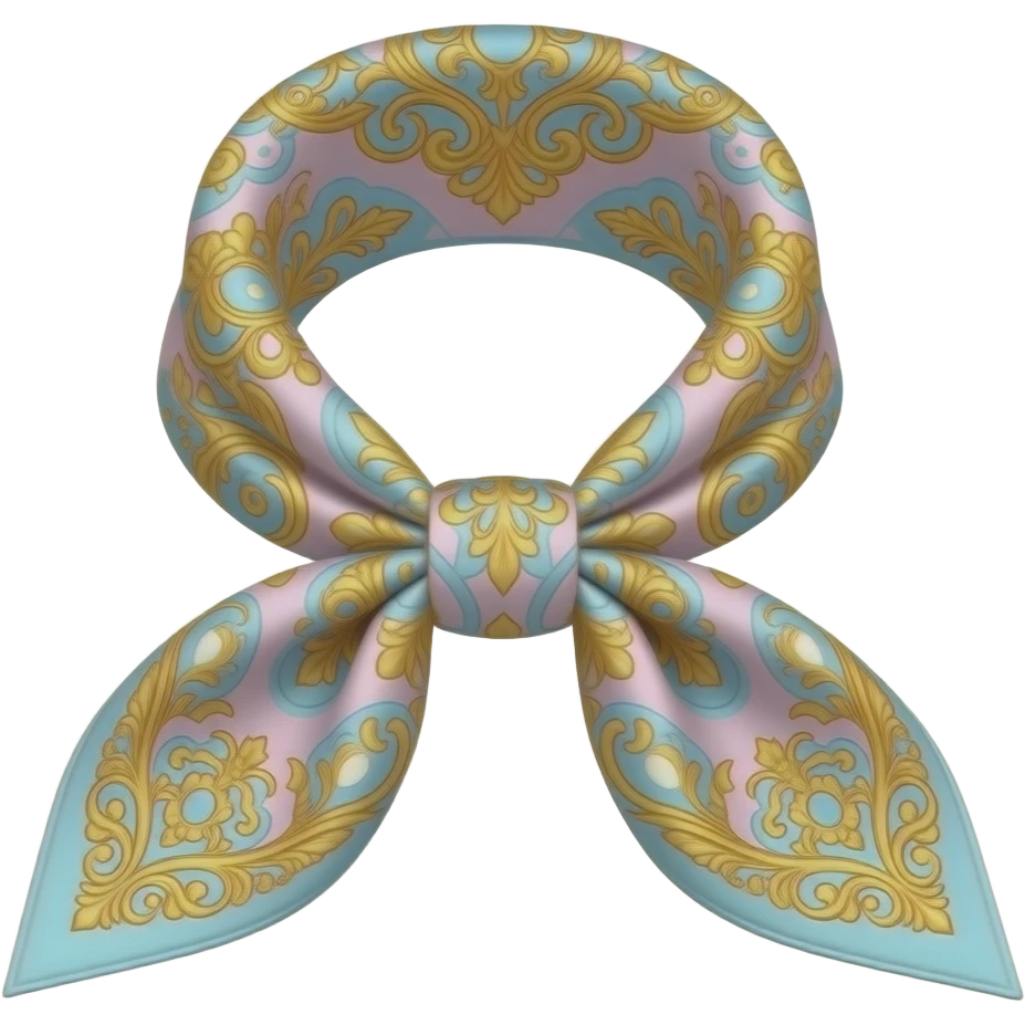 Dolce and Gabbana scarf with colourful pastel ornament print and golden detais emoji